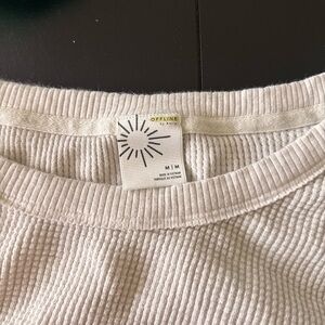 Aerie Cream Ribbed Top